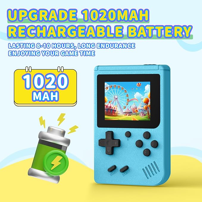 Retro Handheld Games Console Built-in 400 Video Games, Portable Handheld Emulator with 3.0 Inch Screen, Mini Travel Retro Gaming Consle (Blue)