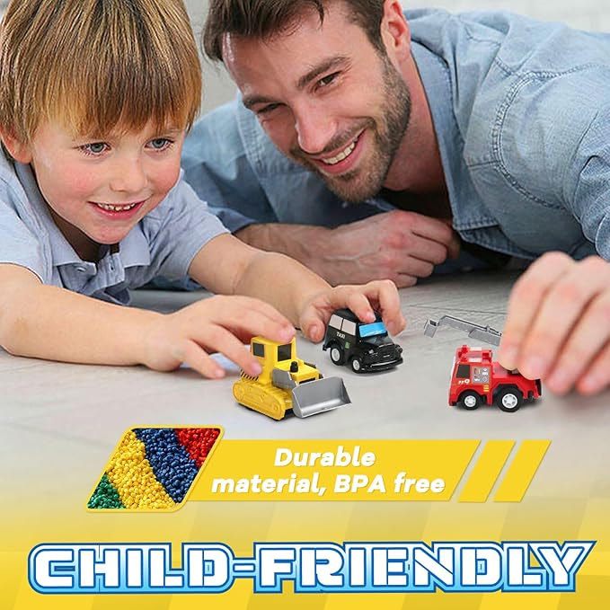 Fajiabao 18 PCS Toy Cars for Toddlers Mini Pull Back Cars Trucks Party Favors for Kids 3-5 Classroom Prizes Easter Egg Fillers Basket Stuffers Bulk & Goodie Bag & Pinata for 2 3 4 5 6 Boys Girls