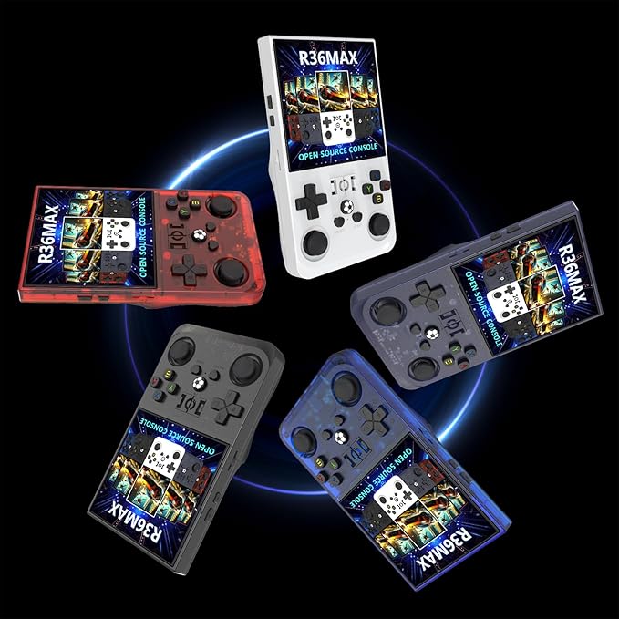 R36MAX Retro Gaming Console, 4-inch HD IPS Screen Handheld Game Consoles with 4000mAh Battery, Linux System Handheld Emulator Console with 30+ Emulators and Built-in 128G TF Card (Blue)