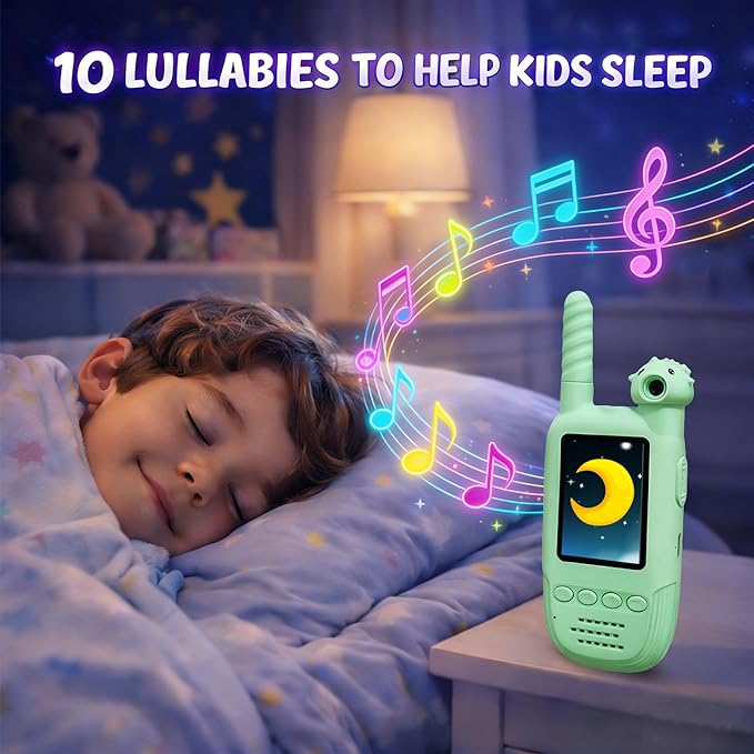 Kids Video Walkie Talkies 2 Pack, 180° Rotating Camera & Live Video Chat, Rechargeable Intercom Toys with 6 Voice Changers, Flashlight & 10 Fun Ringtones, Outdoor Toys for Boys Girls, Green & Purple