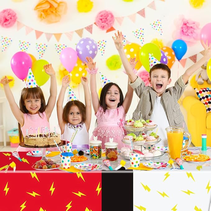 2Pcs Cartoon Animation Party Tablecloths 70.8×42.5 inch Red and White Tablecloths Table Decorations Party Supplies (White)