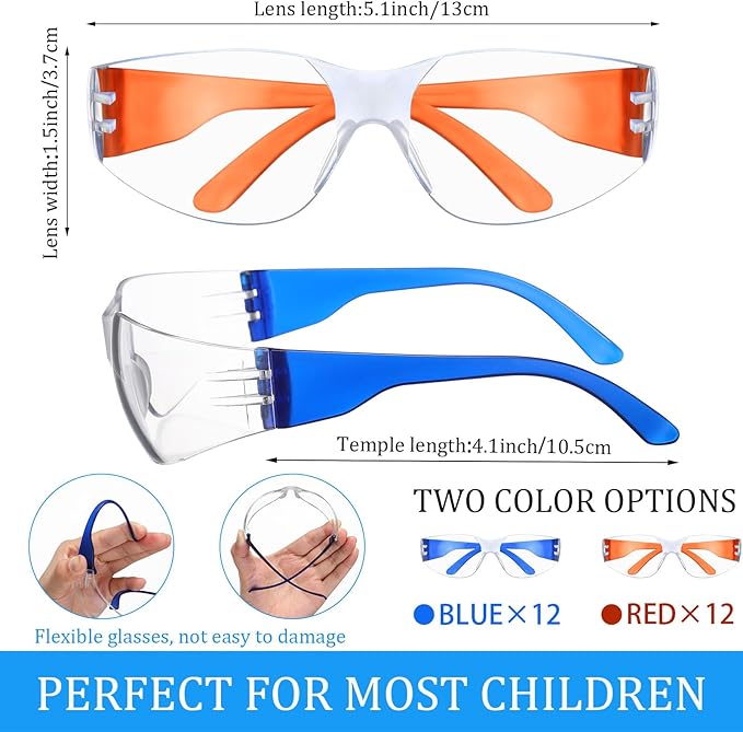 Xtinmee 48 Pcs Gun Party Supplies for Boy and Girls Includes Safety Glasses and Face Mask for Children Birthday Party Favors Teams Accessories(Blue,,Red)