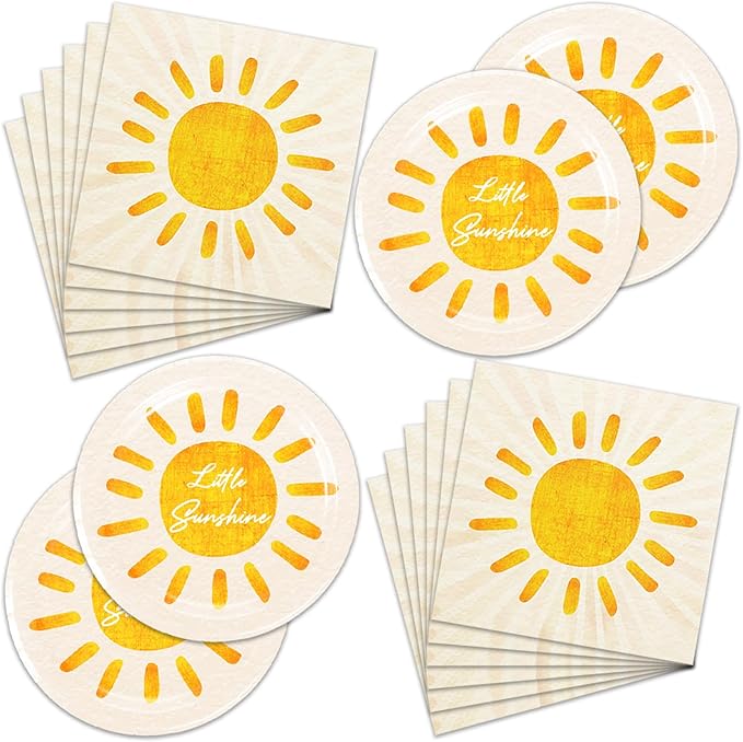 40Pcs Boho Sun Party Supplies First Trip Around The Sun Plates Napkin Bohemian Sunshine Baby Shower Decorations Boho Sun Birthday Party Decorations