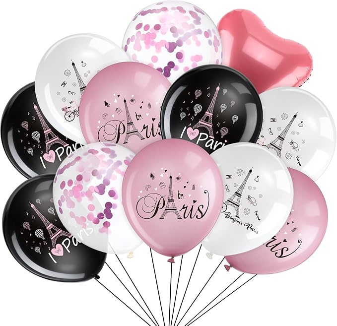 45 Pcs Paris Balloons Day in Paris Party Decorations Eiffel Tower Latex Balloons for Wedding Birthday Bridal Shower Anniversary Baby Shower Party Supplies Decorations