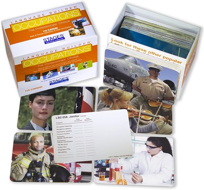 Stages Learning Materials Language Builder Occupation, Career & Community Helper Picture Flashcards Photo Cards for Autism Education and ABA Therapy