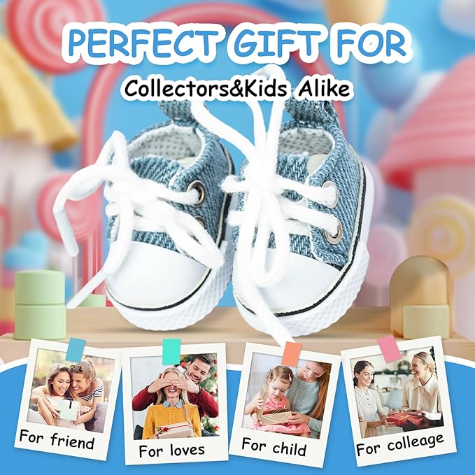Mini Doll Shoes, 1 Pair Cute Lace Up Canvas Sneakers Compatible for 17cm/15cm Doll Shoes Toy Outfit Accessories Easter Gifts(Blue)