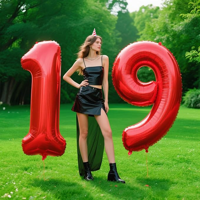 Red Number 9 Balloon 40 Inch Jumbo Mylar Foil Helium Balloon for 19 29 39 90 99 Birthday Party Decorations, Anniversary Supplies & Giant Number Displays Birthday Party Anniversary Supplie