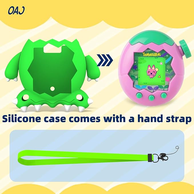 OAJ Silicone case for Tamagotchi Paradise Interactive Toy Digital Pet with Lanyard , Cute Dinosaur Cover Compatible with Tamagotchi Paradise Electronic Pet.