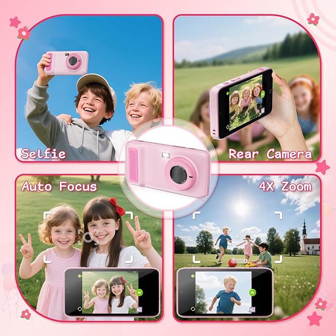 AI Digital Camera, AI Kids Camera Everything Recognition for 4 to 12 Years Old Girls Boys, Dual Lens, 5G/2.4G Dual-Band Wi-Fi, 4" LCD Touch Screen, Gift Ideas for Birthday Christmas Festival