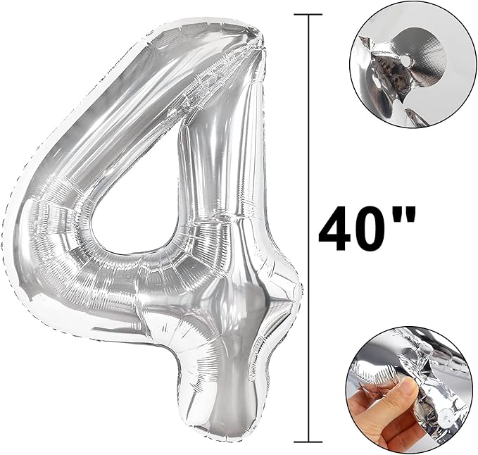 40 Inch Silver Number 14 Digital Balloon,Jumbo Mylar Foil Helium Balloon for 14 Balloons for Birthday Party,Wedding Anniversary Party Decorations