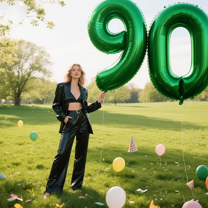 40 Inch Balloon Number 9 Green, Large Foil Green Number Balloons 9 19 29 for Girls Women, Digital 9 Helium Balloons for 90 99 Birthday Party Supplies Anniversary Event Celebration Decorations