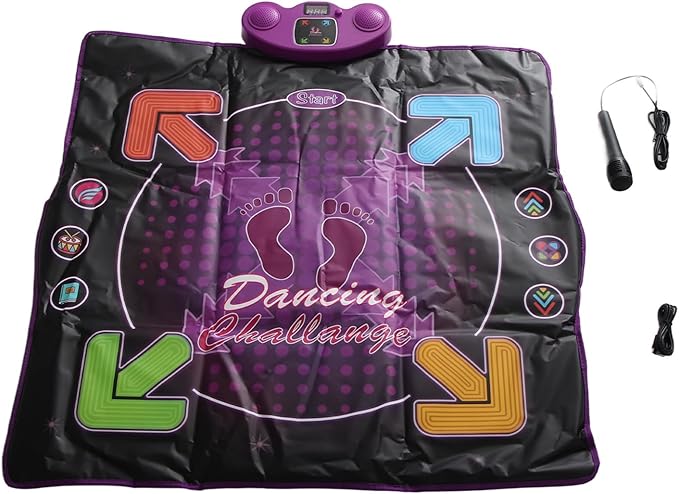 Electronic Dance Pad with Microphone Improve Coordination Dancing Mat for Kids Various Music Modes (Lighting Type)