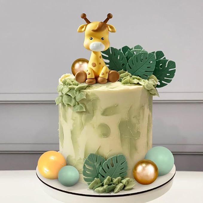 Giraffe Cake Topper with Balls Cake Decorations for Wild Animals Themed Birthday Baby Shower Party Supplies (STYLE 2)