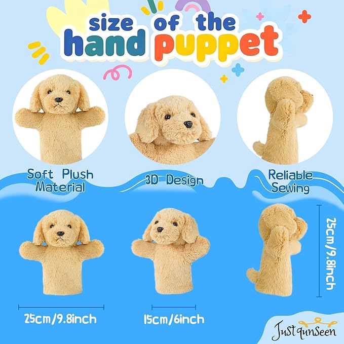 Soft Hand Puppet Domestic Animal Toy Educational Plush for Children Adults Family Fun Interactive Play Storytelling Gift Dog
