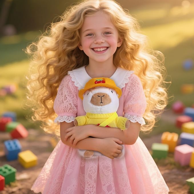 Capybara Plush Toy with 10 Pcs Clothes & Accessories, Dress Up Capybara Plush Toys, Cute Capybara Stuffed Animal with Outfits Birthday Gifts for Boys Girls
