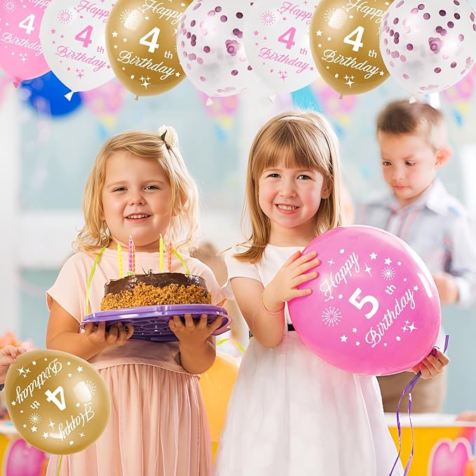 Pink 12th Birthday Balloons for Girls 12th Birthday Party Decorations, 12inch 16pcs Pink Gold Happy 12th Birthday Balloons, Party Balloons Confetti Balloons for Girls Princess Theme Party Deocorations