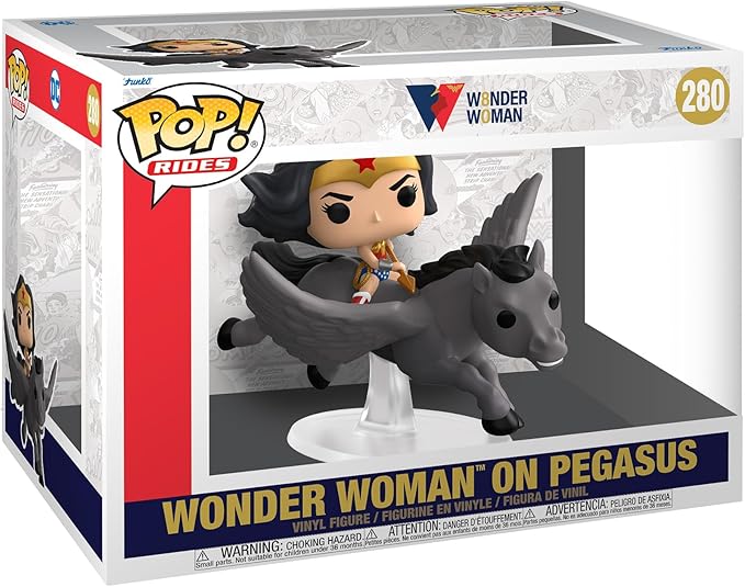 Funko POP Ride Super Deluxe: Wonder Woman 80th - Wonder Woman on Pegasus, Multicolor (54989)