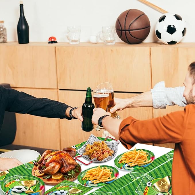 41pcs Soccer Party Supplies ,include 20 Plates, 20 Napkin and 1pcs Tablecloth,Used for Soccer Birthday Party Decoration (Green Soccer III)