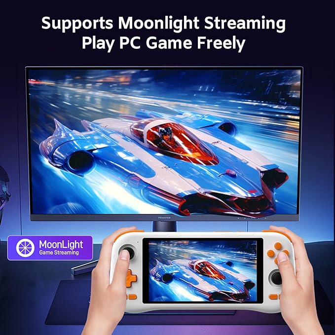 kinhank K56 Retro Handheld Game Console, Support 16000+ Games, Equipped with 128G TF Card, Android 14.0 System, Portable Retro Video Game Console, 5.5 Inch IPS Touch Screen, 2.4G/5G, BT 5.0 (128GB)