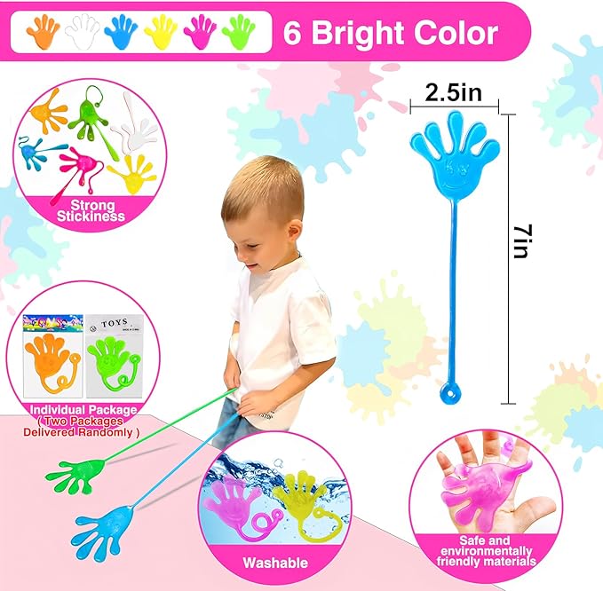 28Pack Glow In Dark Sticky Hands Toys Easter Egg Basket Fillers For Kids Easter Party Favors Classroom Exchange Gifts School Supplies Prizes Goodie Bag Stuffers Stretchy Bulk Toys
