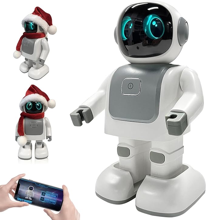 Gsou Dancing Robot Speaker Toys for Kids & Adults, Portable Dancing Bluetooth Speaker with LED Lights, Intimate Companion, Programmable Interactive Robot Toys with iOS & Android APP Remote