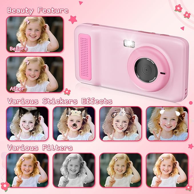AI Digital Camera, AI Kids Camera Everything Recognition for 4 to 12 Years Old Girls Boys, Dual Lens, 5G/2.4G Dual-Band Wi-Fi, 4" LCD Touch Screen, Gift Ideas for Birthday Christmas Festival