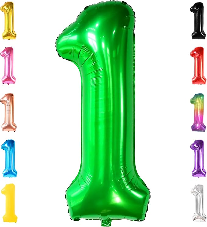 KatchOn, Green 1 Balloon Number for First Birthday - 40 Inch | Number One Balloons For Wild One Birthday | 1 Balloons for 1st Party Decorations | Green 1 Balloon For Happy Anniversary Decorations