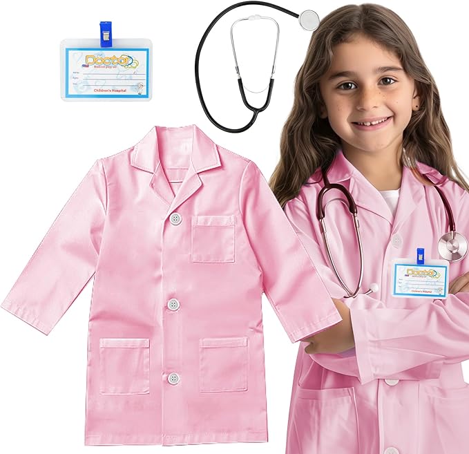 RioRand Kids' Doctor Lab Coat Costume with Accessories Role Play for Boys Girls Playset Nurse Costume Age 3-12