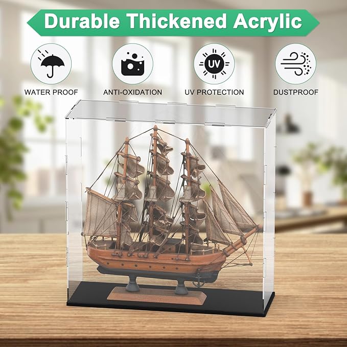 Clear Acrylic Display Case, 12 x 4 x 12 Inch Assemble Clear Acrylic Display Box Dustproof for Action Figures/Model/Statues/Collectibles/Doll/Toys/Home Storage