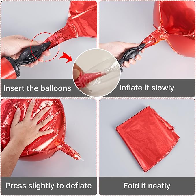 PartyWoo Red Foil Balloons 20pcs Different Sizes Pack of 22 15 10 Inch Large Round Foil 4D Inflatable Mirror Ball Mylar Balloons for Graduation Birthday Anniversary Casino Party Decorations