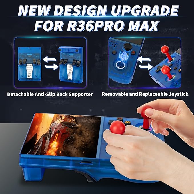 2026 NEW Upgrade R36MAXPRO Retro Handheld Game Console - 4.5 Inch Ultra-Large Screen, Support 18000+Classic Games, 64G TF Card, Linux System, 4000mAh Battery, Birthday Gift for Adult - Blue