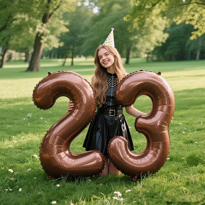 40 Inch Dark Brown Balloon Number 23,Chocolate Jumbo Mylar Foil Helium Balloon for 23th Digital Balloons for Birthday Party,Wedding Anniversary Party Decorations