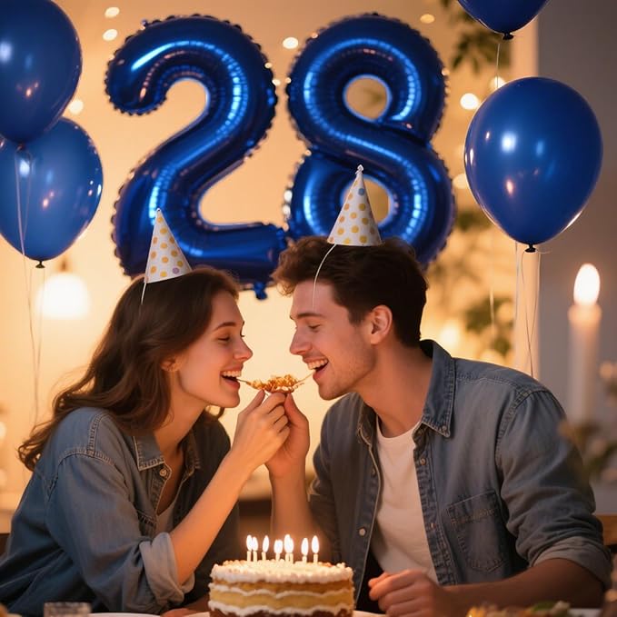 40 Inch Navy blue Number 28 Digital Balloon,Jumbo Mylar Foil Helium Balloon for 28 Balloons for Birthday Party,Wedding Anniversary Party Decorations