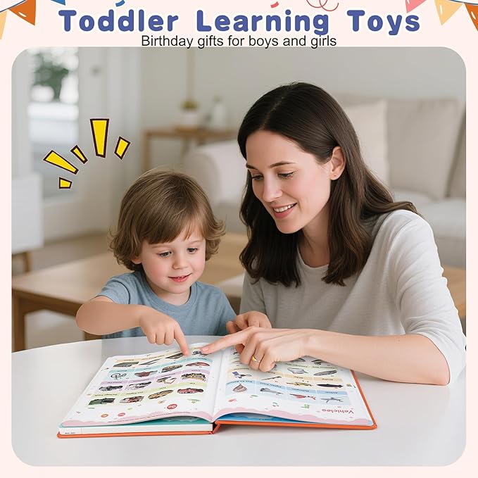 Learning Sound Books, First English Words Sound Book, 21 Themes 470+ Words Interactive Electric Learning Books for Toddlers 2-6 Year Olds, Audio Books for Kids, Gifts for Boys and Girls