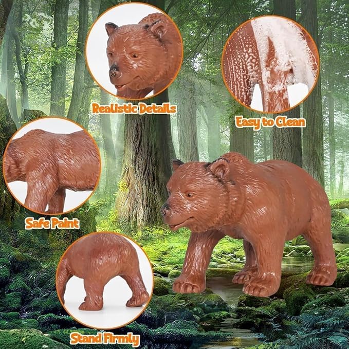 24Pcs Safari & Zoo Animals Figures, Realistic Plastic Animal Toys Set for Kids 1 2 3, Educational Jungle Animals Figures Playset, Party Supplies Birthday Gifts for Toddlers Boys Girls