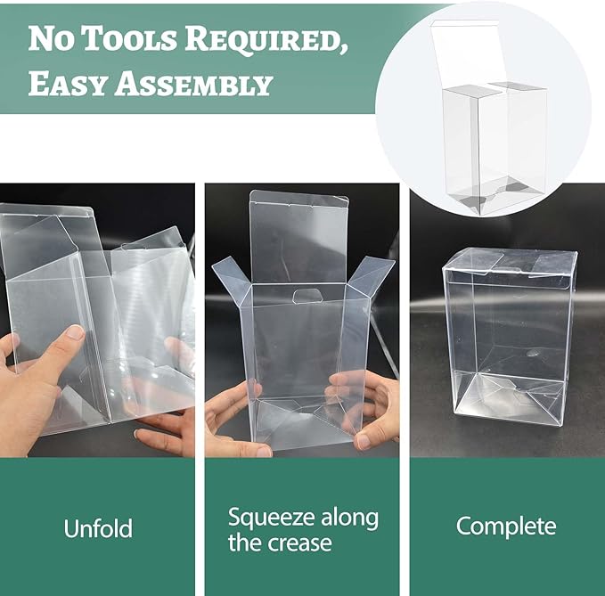 60 Pack Clear Protectors Case Compatible with Funko Pop Protector Case for 4 Inch Figures Collectibles Heavy Duty Crystal Plastic Protector Cases with Protective Film Locking Tabs Auto-Lock Bottom