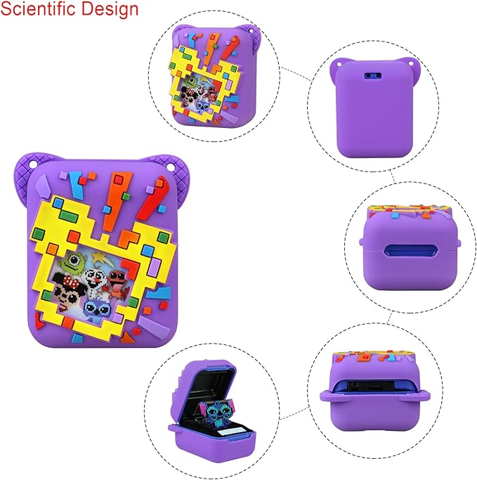 Elonbo Silicone Protective Case for Bitzee Disney Interactive Toy, Virtual Toy Storage Cover, Electronic Pets Kids Toys Holder, Purple (Compatible With Bitzee)
