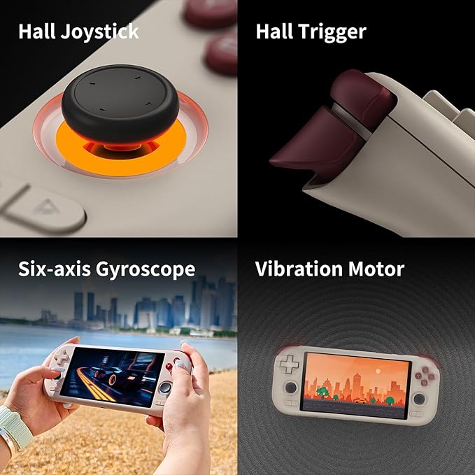 Mangmi Air X Game Console,5.5 Inch IPS LCD Android 14 System and 5000mAh Battery Video Games Consoles,with DDR4+64G eMMC and Wireless Networt Console Casual Game Console RGB Joystick/6-Axis(Gray)