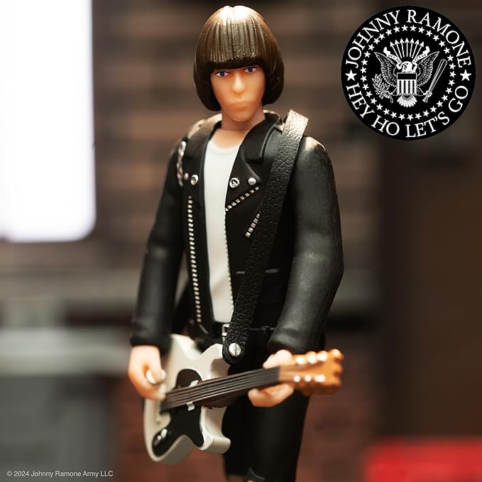 Super7 Johnny Ramone (White Shirt) - 3.75" Johnny Ramone Action Figure with Accessory Classic Music Collectibles and Retro Toys