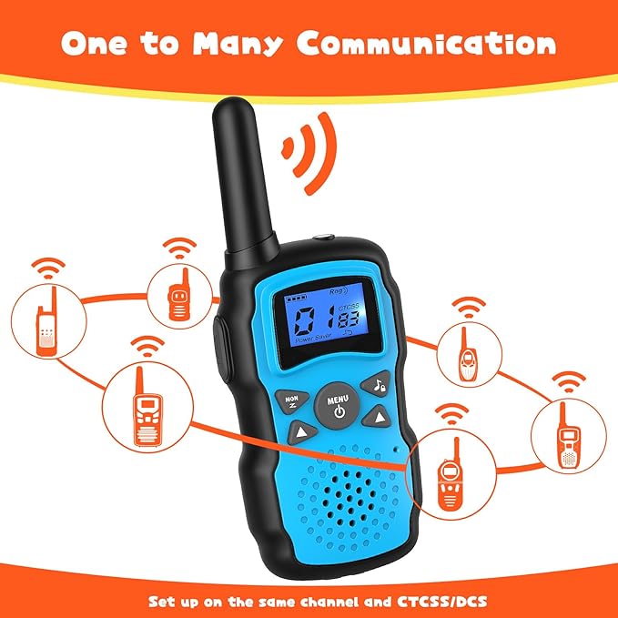 Wishouse Walkie Talkies for Kids Adults Rechargeable Long Range 4 Pack with 2 USB Chargers 12 Batteries,Family Walky Talky,Outdoor Camping Games Indoor Toys Birthday Xmas Gift for Boys Girls Children