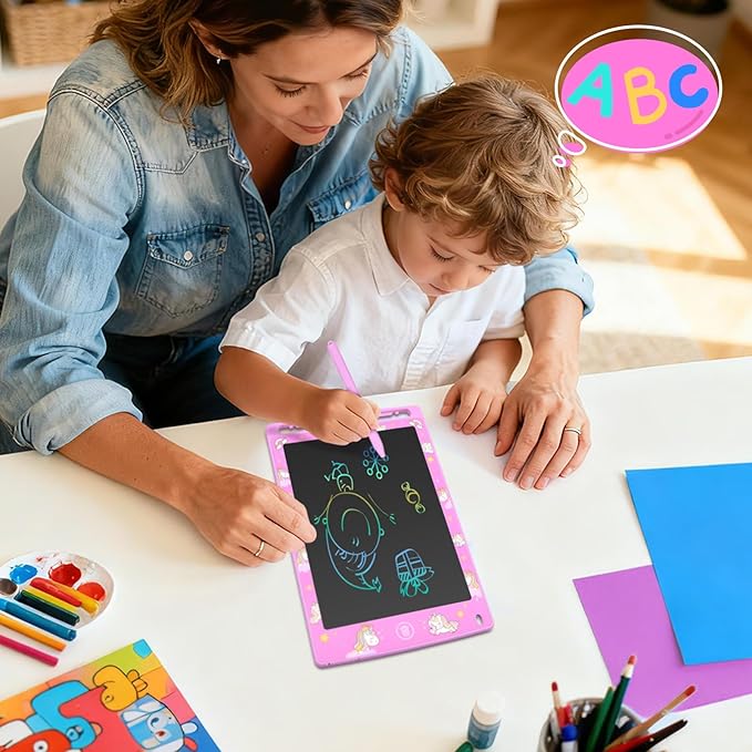 Mafiti LCD Writing Tablet 8.5 Inch Electronic Writing Drawing Pads Portable Doodle Board Gifts for Kids Toys for Girls Pink