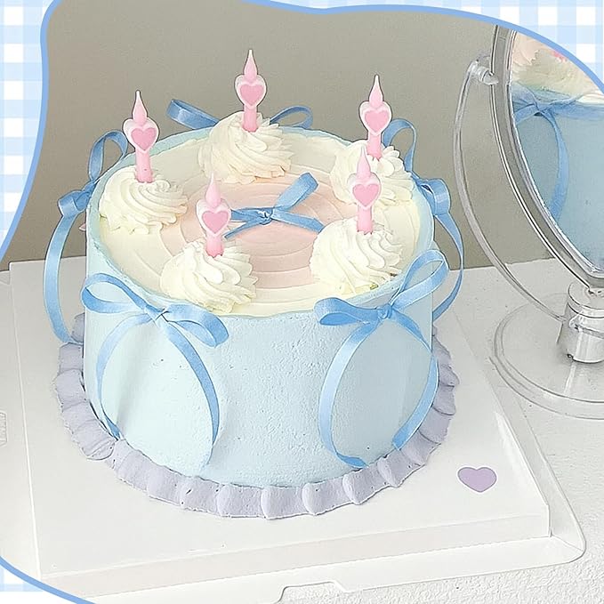 30 Pack Bow Cake Toppers Light Blue Ribbons Bows for Cake Coquette Themed Bow Cupcake Toppers Baby Blue Bow Birthday Decorations for Baby Shower Birthday Wedding Bachelorette Party Supplies