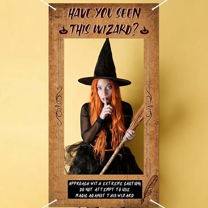 Large Wizard Photo Booth Prop Magical Wizard Party Decoration Have You Seen This Wizard Inspired Photo Booth Frame Selfie Banner Backdrop for Wizard Birthday Party School Classroom Decoration Supplies