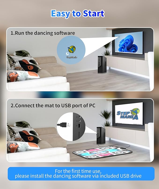 USB Dance Mat for PC/Computer, Upgraded Dance Pad for Home Entertainment & Exercise, Dancing Game Installer Included, Only Compatible with Windows System (Pattern-A)