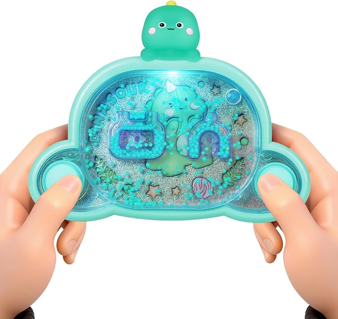 Handheld Water Game with Light - Unicorn & Dinosaur Toys - Water Ball Target Toy for Kids Ages 3+, Retro Fidget, Screen-Free Car Travel Game, Road Trip, Airplane, Portable Autism Gift