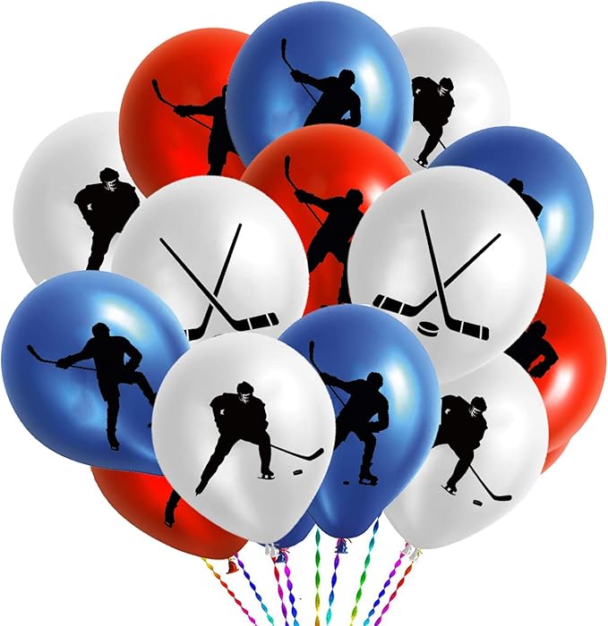 60PCS Hockey Party Decorations Latex Balloons - Hockey/Sport Game Birthday Party Supplies Favors