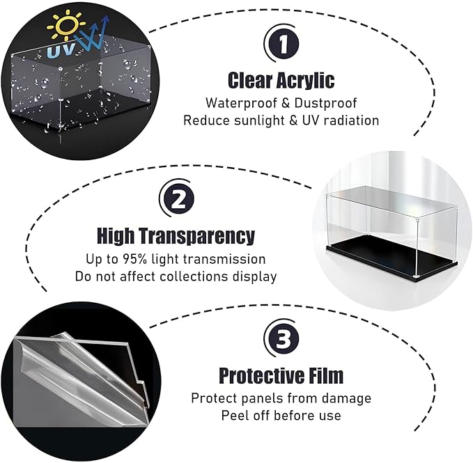 Acrylic Display Case for Collectibles Assemble Clear Acrylic Display Box for Lego Alternative Glass Case for Showcasing Figures Doll Toys Dustproof Protection Showcase(50x50x50cm/20x20x20in)