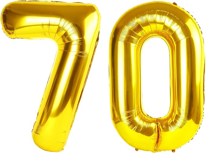 Gold Mylar Number 70 Balloon 40 inch, Number 70 Birthday Balloon, Gold Foil 70 Balloon for 70 Birthday Party, Anniversary Celebration Number Balloons Decorations