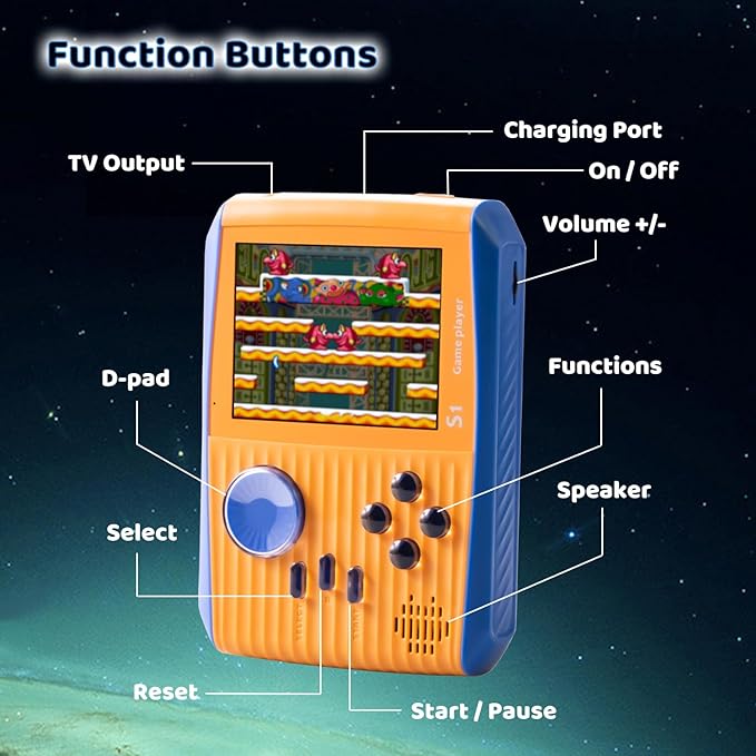 Kid Mini Handheld Retro Games Console Built in 666 Classic Games, Portable Handheld Video Games Console, 3 Inch Screen, 1020mAh Battery, Christmas Birthday Present Game Player for Boy Girl