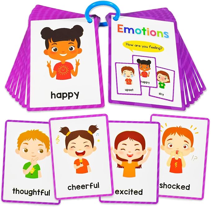 Emotions Flash Cards, 28 Different Feelings, for Express Feeling, Social Emotional Learning Card for Kids